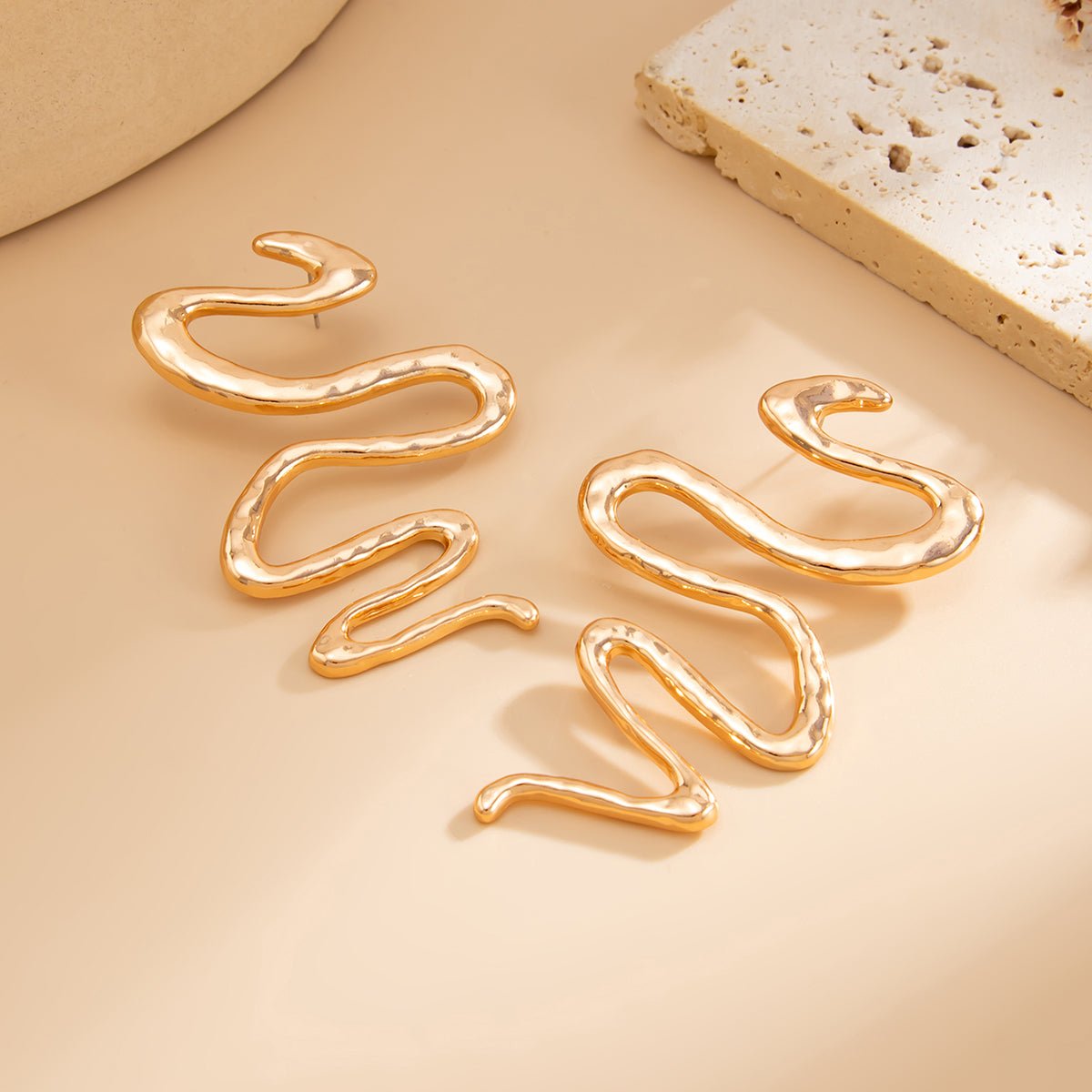 Geometric Abstract Snake Earrings - ArtGalleryZen