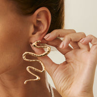 Thumbnail for Geometric Abstract Snake Earrings - ArtGalleryZen
