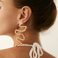 Thumbnail for Geometric Abstract Snake Earrings - ArtGalleryZen