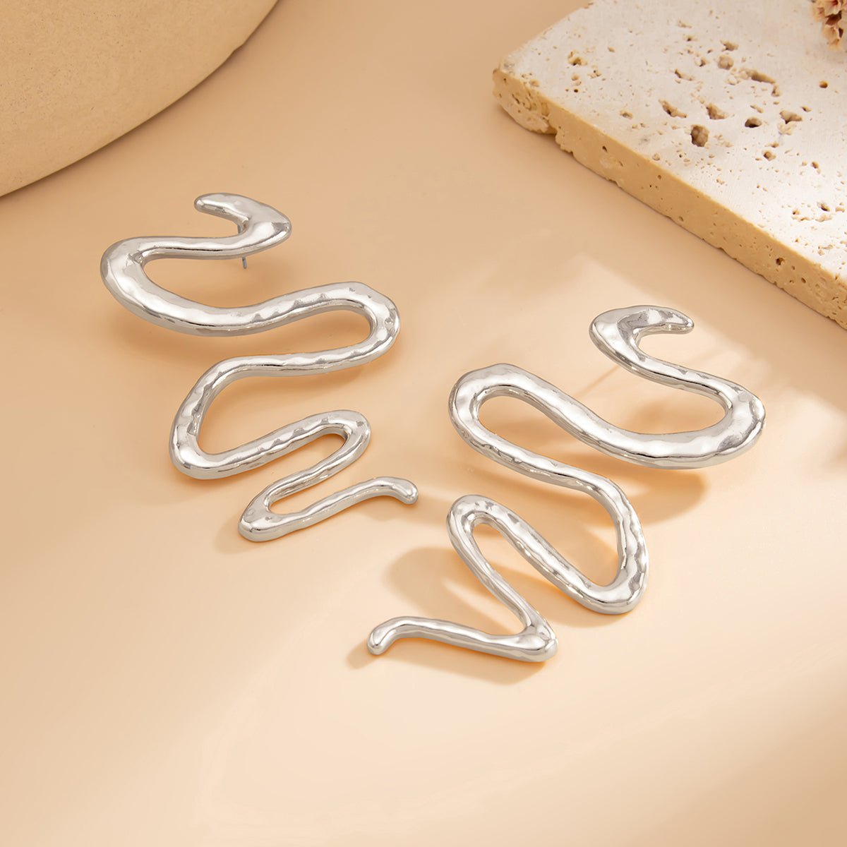 Geometric Abstract Snake Earrings - ArtGalleryZen