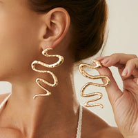 Thumbnail for Geometric Abstract Snake Earrings - ArtGalleryZen