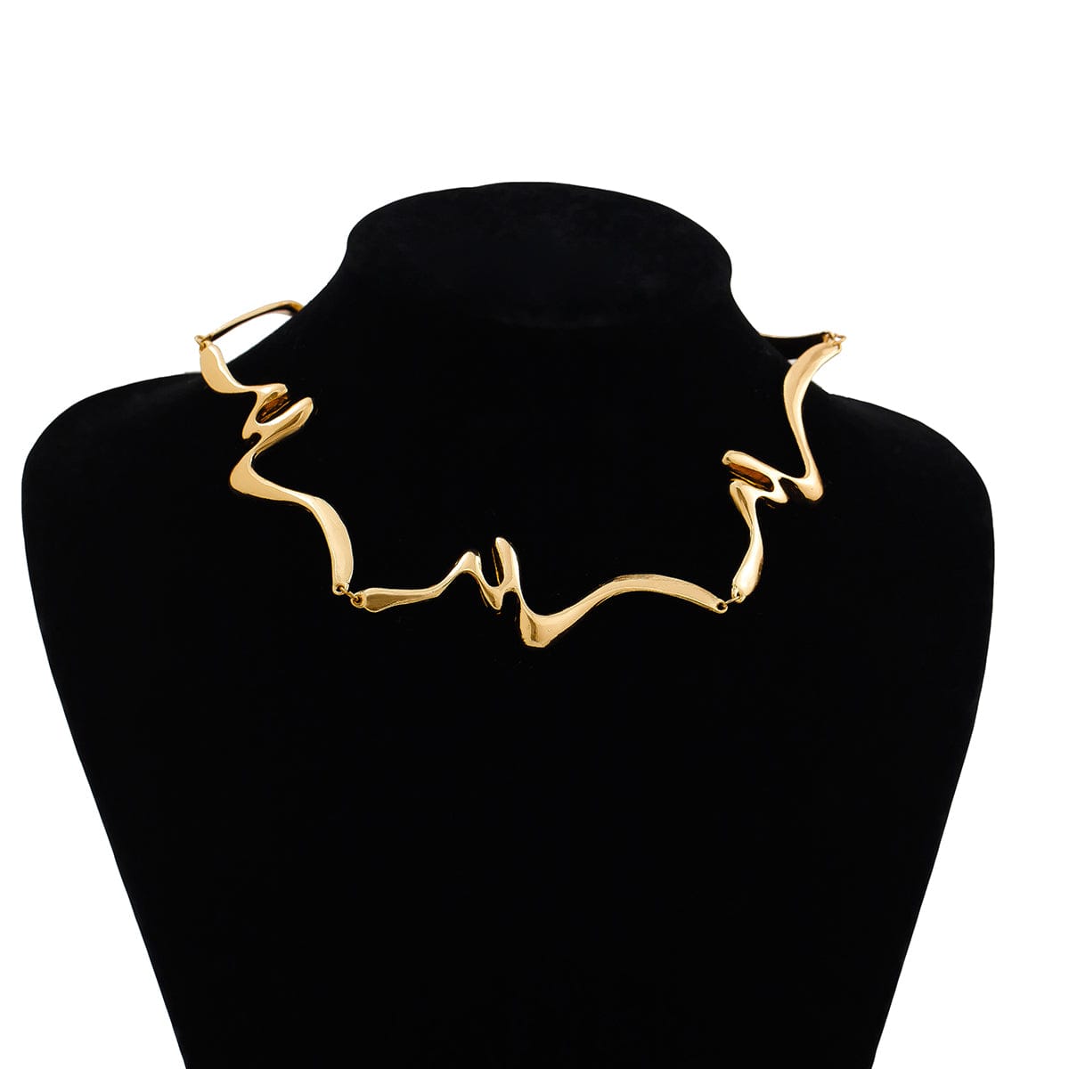 Geometric Abstract Wave Ribbon Collar Necklace - ArtGalleryZen