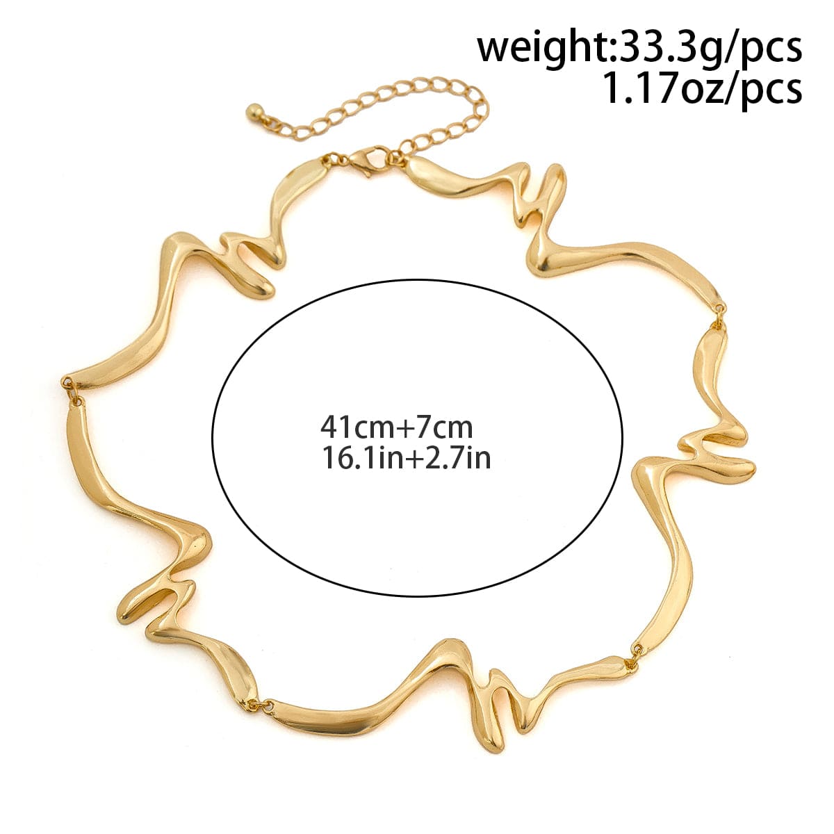 Geometric Abstract Wave Ribbon Collar Necklace - ArtGalleryZen