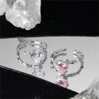 Thumbnail for Geometric Adjustable Crystal Heart Ring - ArtGalleryZen