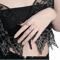 Thumbnail for Geometric Adjustable Crystal Heart Ring - ArtGalleryZen