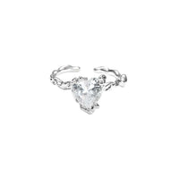 Thumbnail for Geometric Adjustable Crystal Heart Ring - ArtGalleryZen