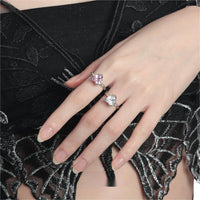 Thumbnail for Geometric Adjustable Crystal Heart Ring - ArtGalleryZen