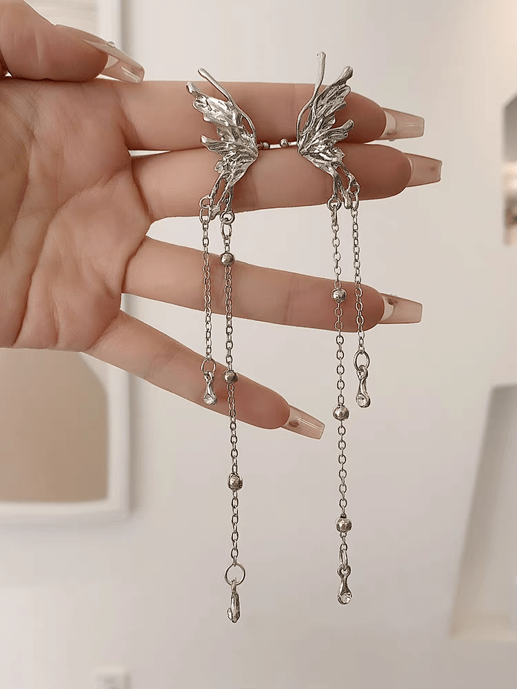 Geometric Angel Wings Butterfly Dangle Earrings - ArtGalleryZen