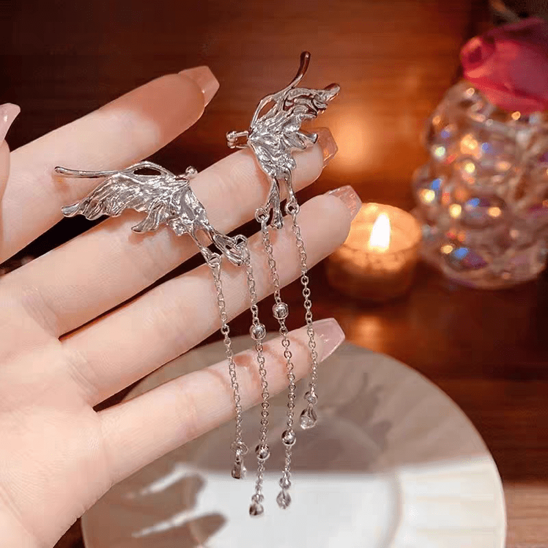 Geometric Angel Wings Butterfly Dangle Earrings - ArtGalleryZen