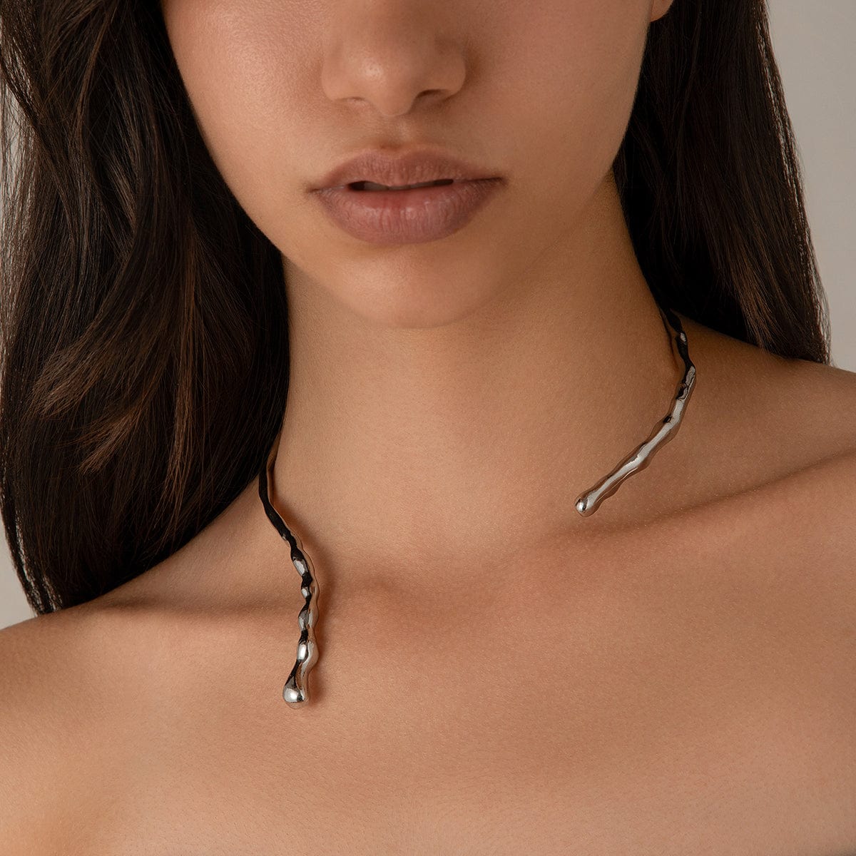 Geometric Asymmetric Lava Open Collar Choker