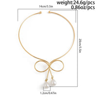 Thumbnail for Geometric Bowknot Pearl Pendant Open Collar Necklace