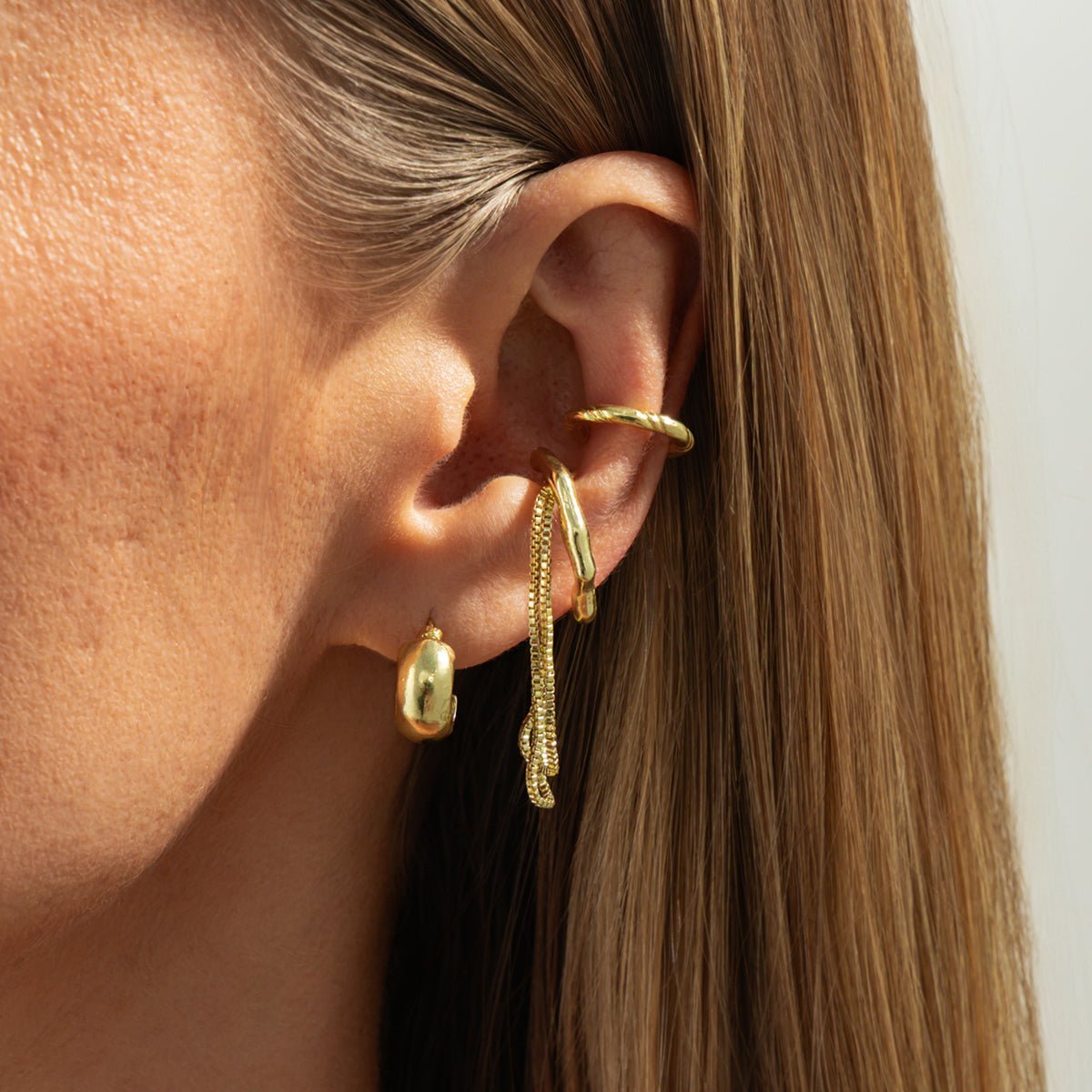 Geometric C Shaped Tassel Ear Cuff Earrings Set - ArtGalleryZen