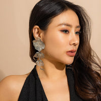 Thumbnail for Geometric Chunky Abstract Floral Tassel Earrings - ArtGalleryZen