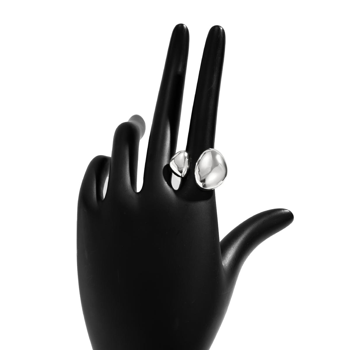 Geometric Chunky Asymmetric Pattern Open Ring - ArtGalleryZen