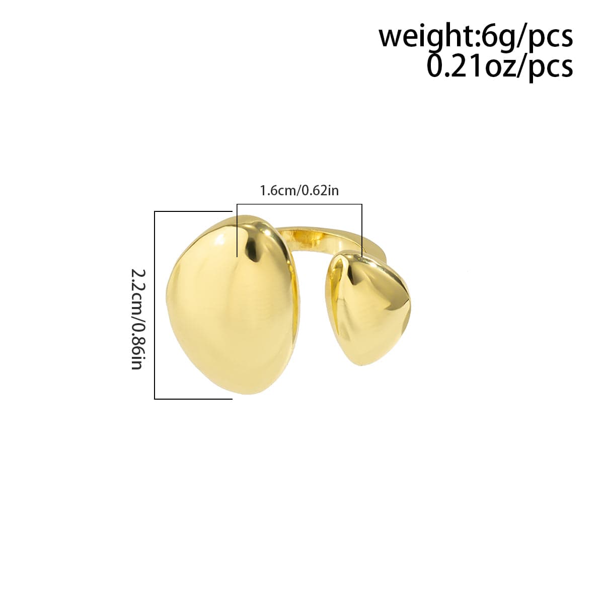 Geometric Chunky Asymmetric Pattern Open Ring - ArtGalleryZen