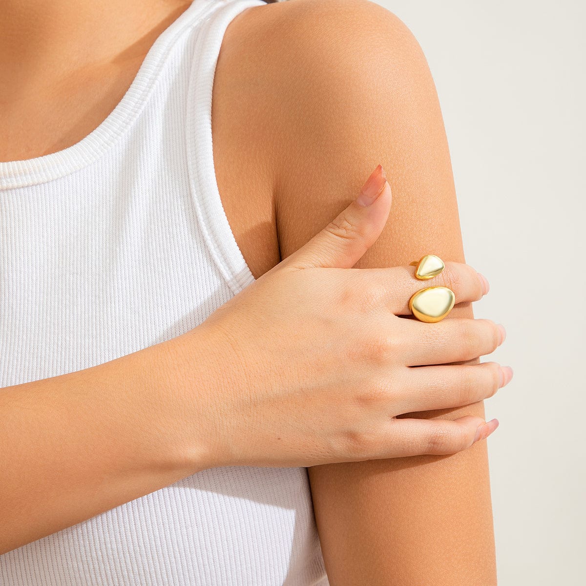 Geometric Chunky Asymmetric Pattern Open Ring - ArtGalleryZen