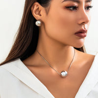 Thumbnail for Geometric Chunky Ball Charm Choker Necklace Earrings Set - ArtGalleryZen