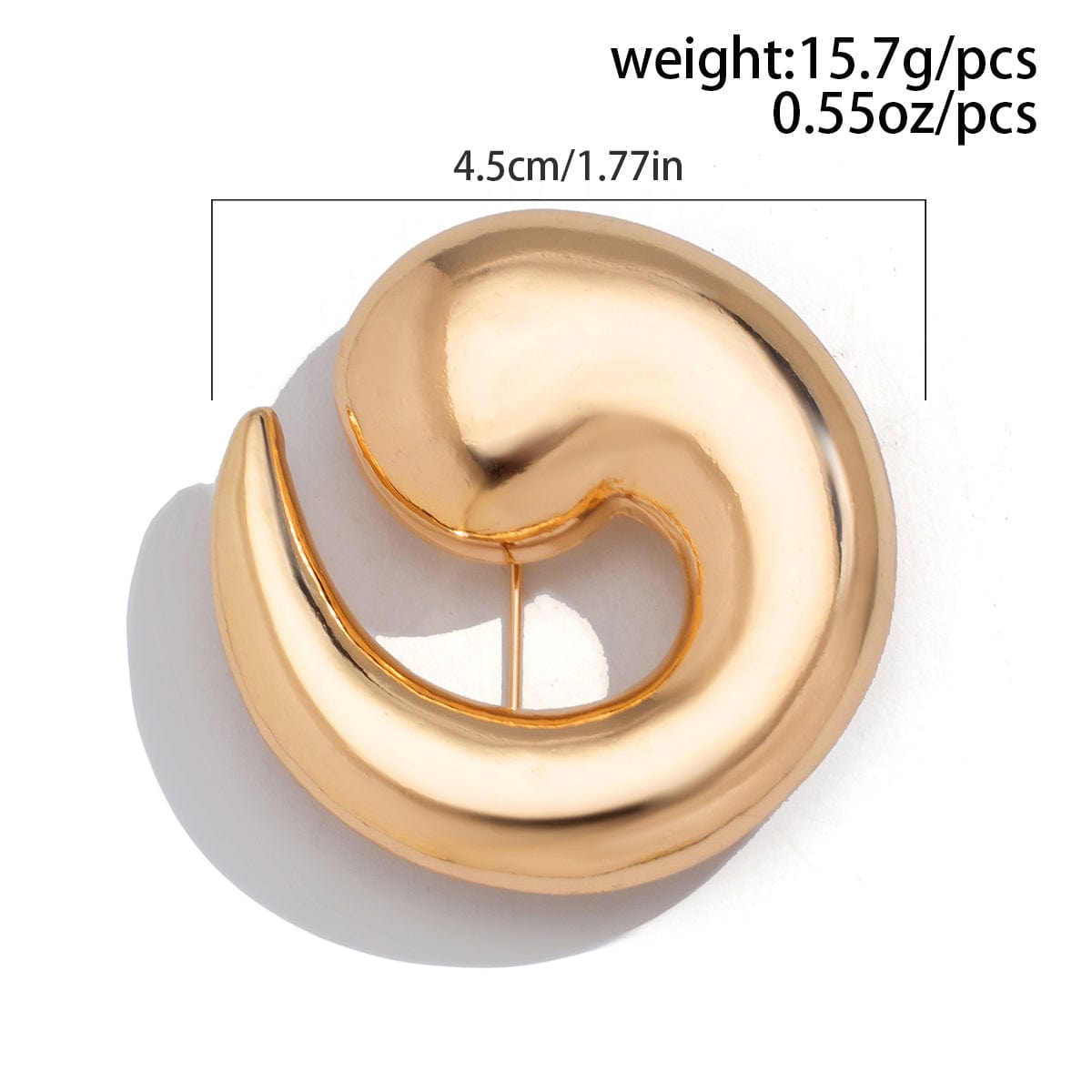 Geometric Chunky Comma Shaped Pin Brooch