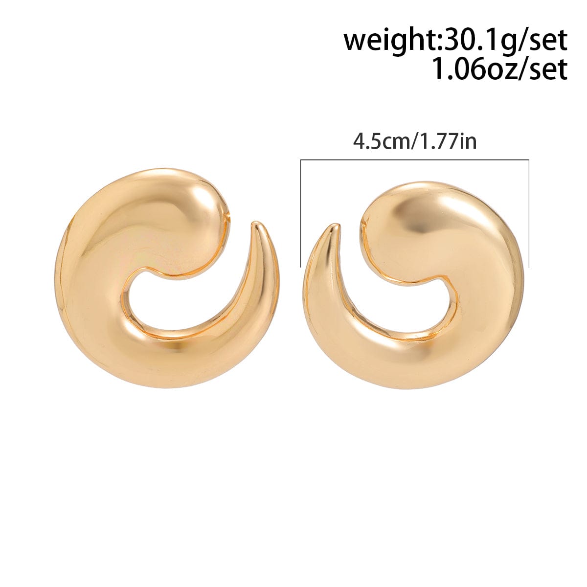 Geometric Chunky Comma Shaped Stud Earrings