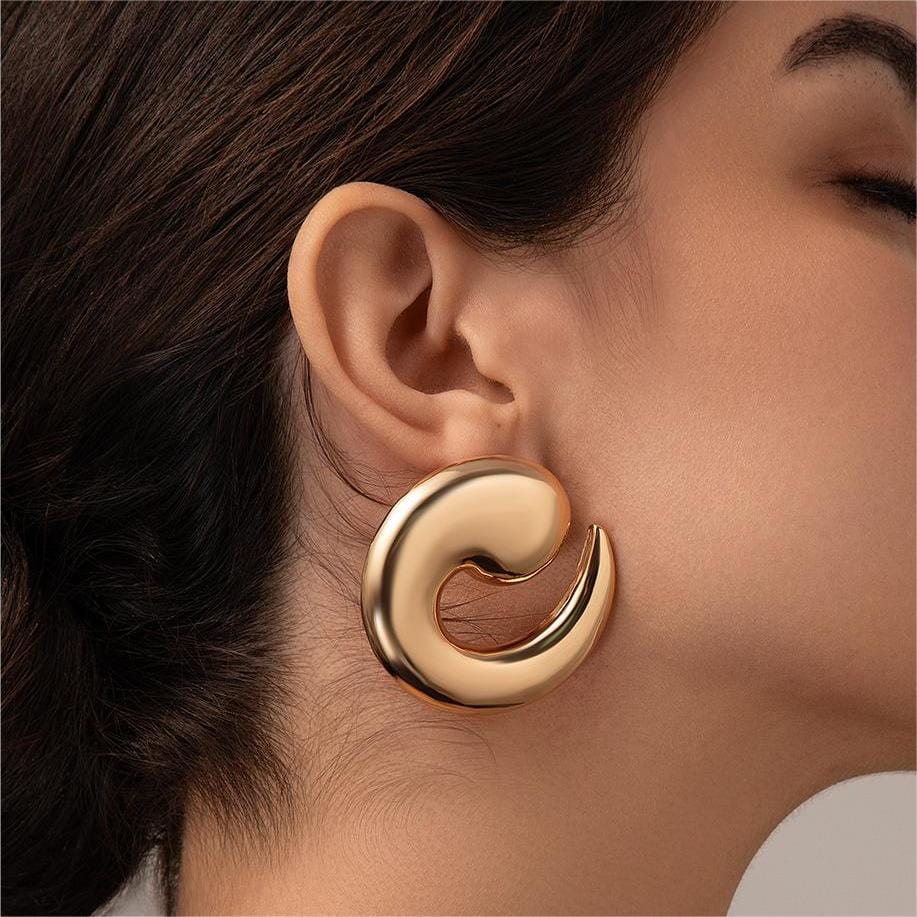 Geometric Chunky Comma Shaped Stud Earrings