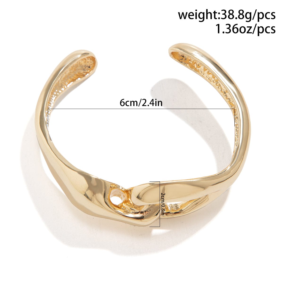 Geometric Chunky Curved Hollow Patchwork Cuff Bangle Bracelet