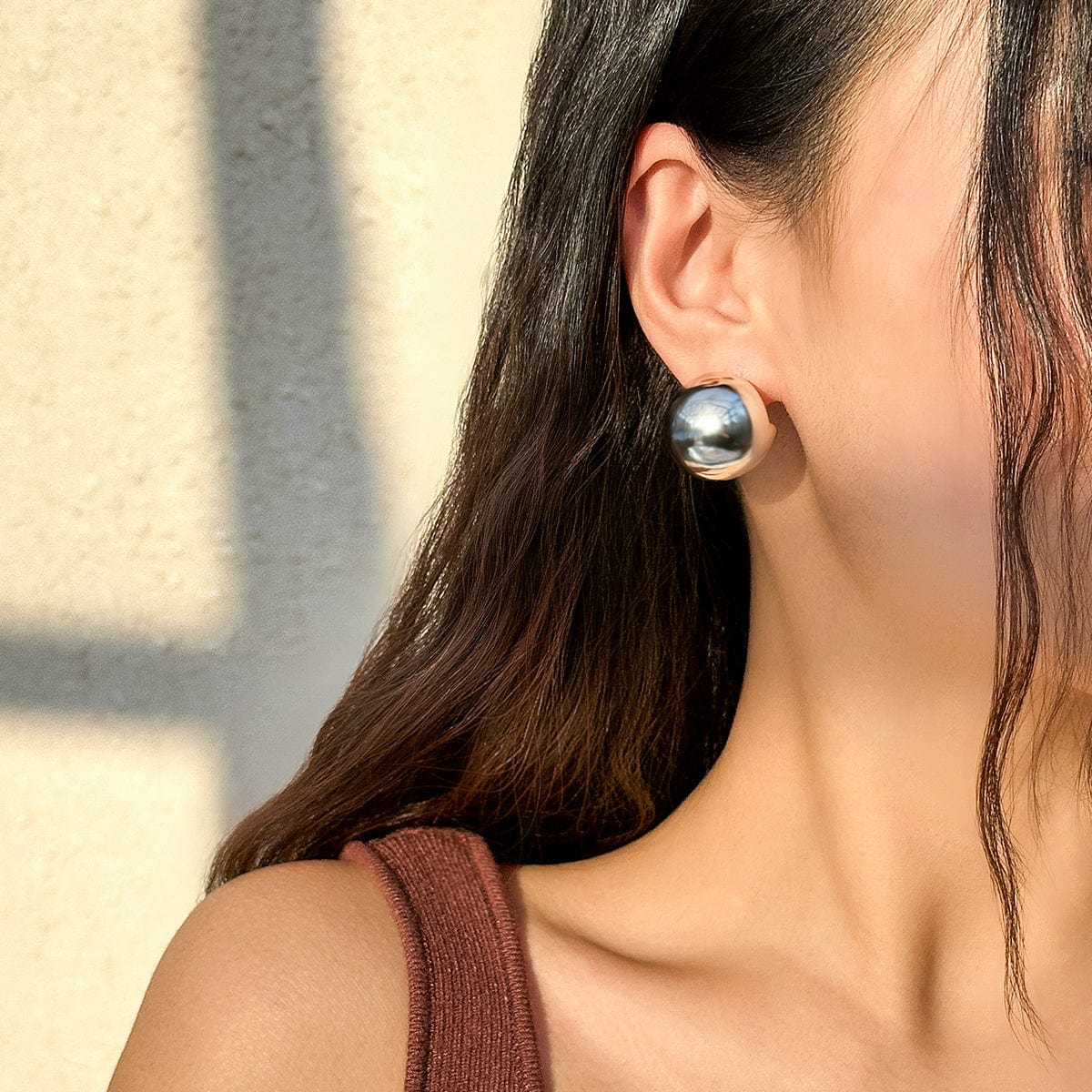 Geometric Chunky Cut Surface Ball Charm Earrings - ArtGalleryZen