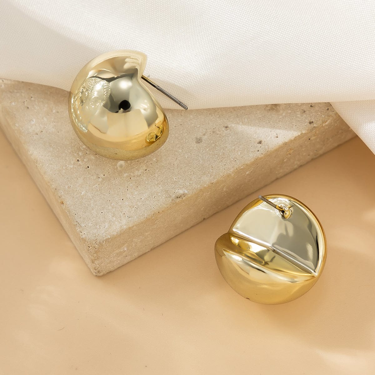 Geometric Chunky Cut Surface Ball Charm Earrings - ArtGalleryZen