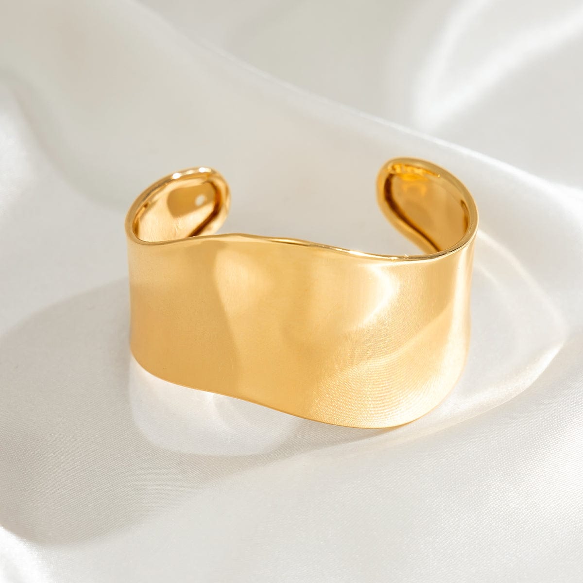 Geometric Chunky Glossy Wide Cuff Bangle Bracelet - ArtGalleryZen