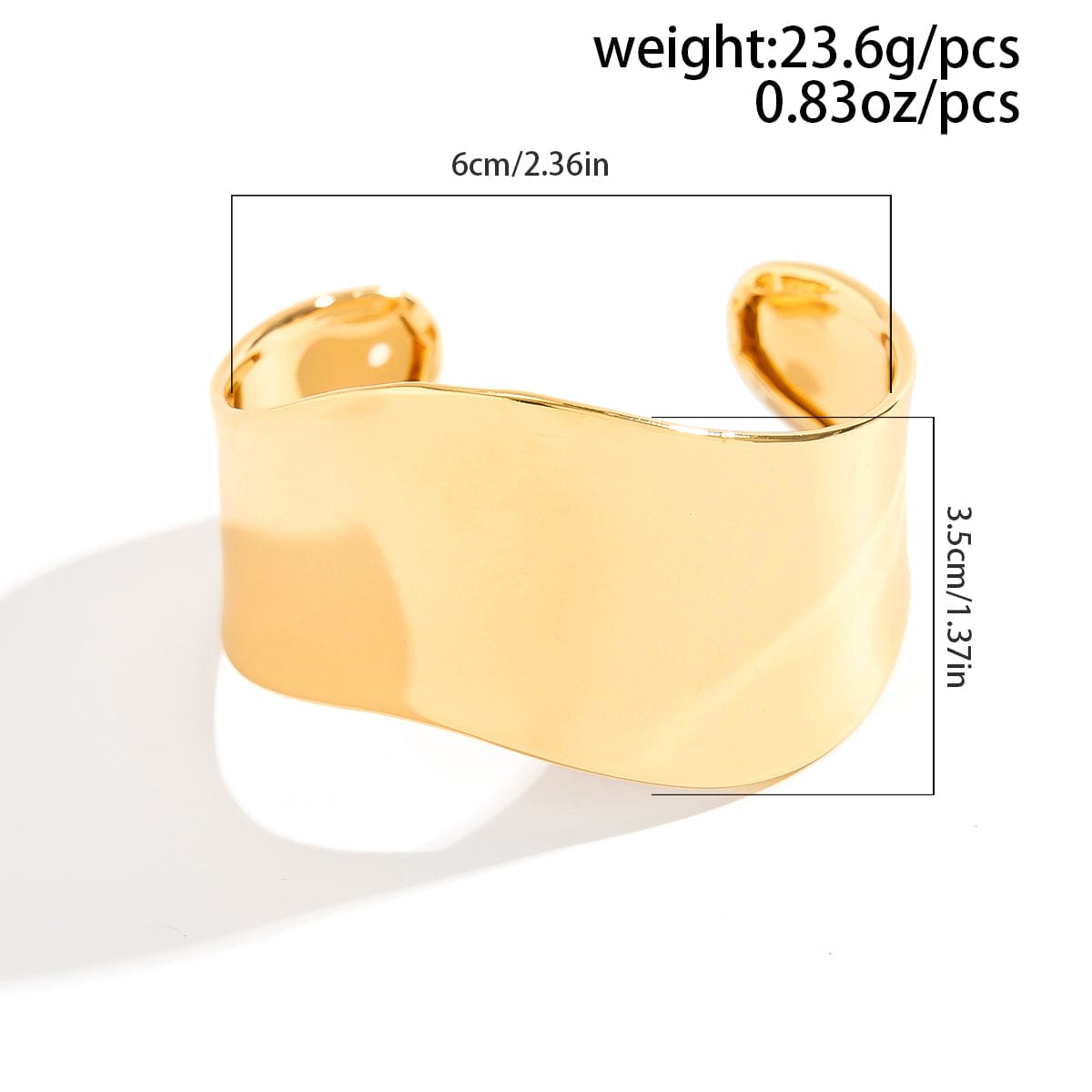 Geometric Chunky Glossy Wide Cuff Bangle Bracelet - ArtGalleryZen