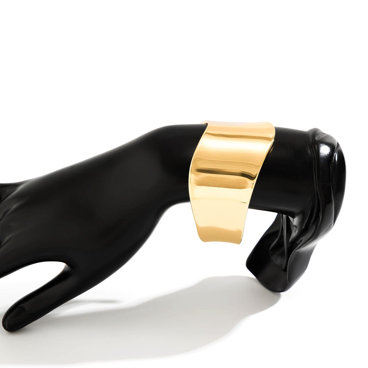 Geometric Chunky Glossy Wide Cuff Bangle Bracelet - ArtGalleryZen