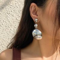 Thumbnail for Geometric Chunky Gold Silver Plated Circular Dangle Earrings - ArtGalleryZen