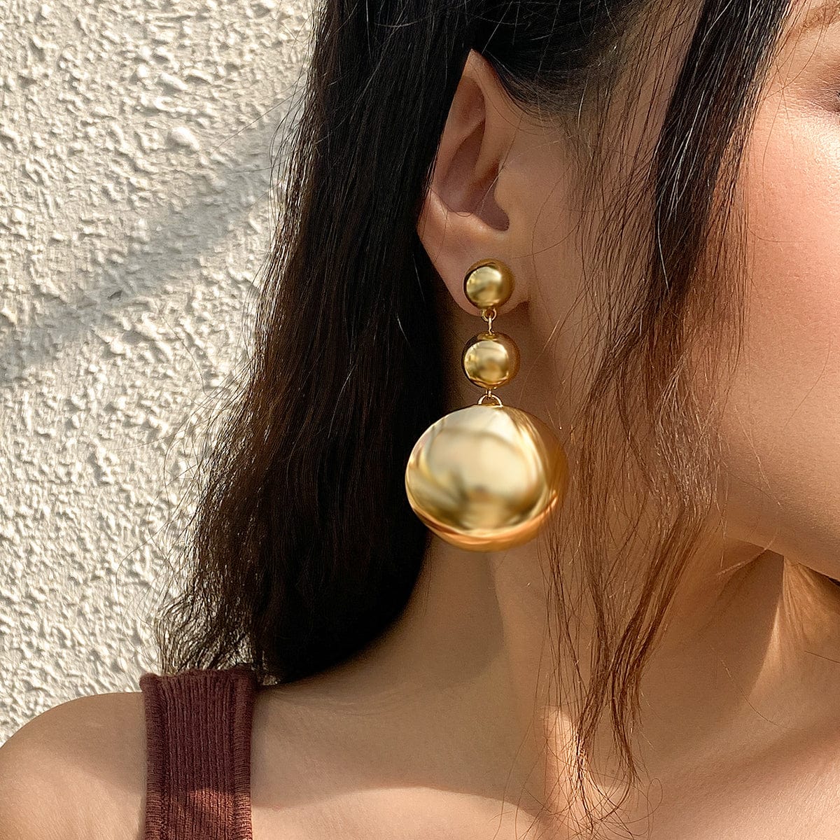 Geometric Chunky Gold Silver Plated Circular Dangle Earrings - ArtGalleryZen