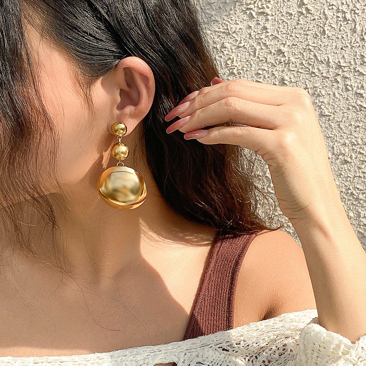 Geometric Chunky Gold Silver Plated Circular Dangle Earrings - ArtGalleryZen