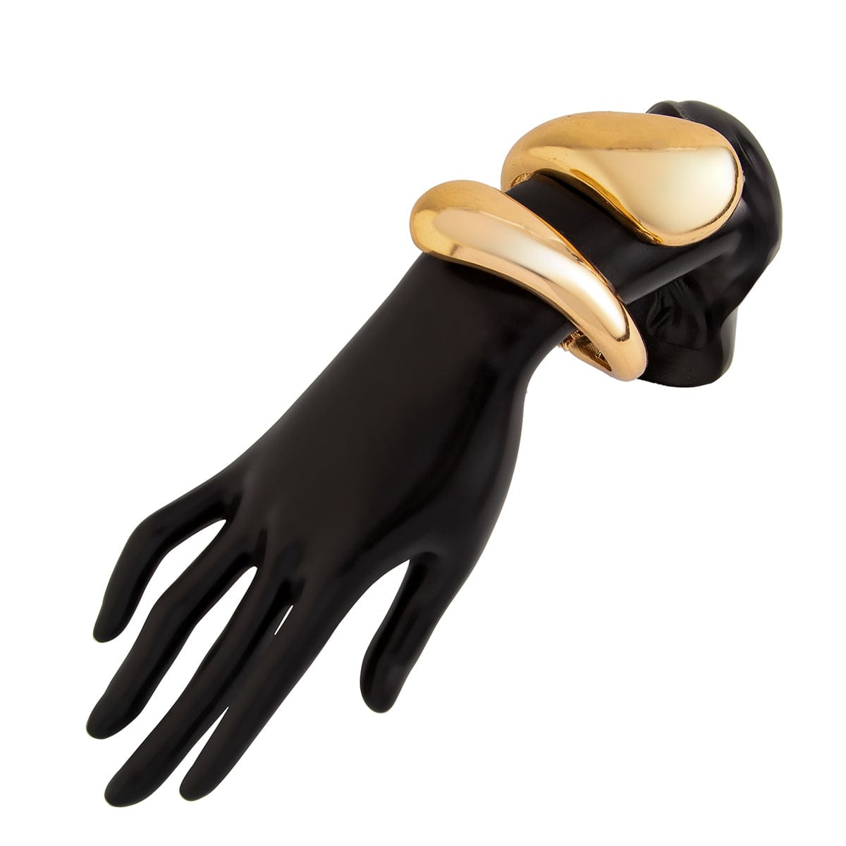 Geometric Chunky Gold Silver Plated Glossy Open Bangle Bracelet - ArtGalleryZen