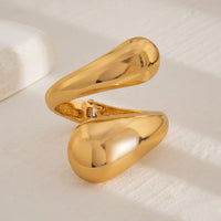 Thumbnail for Geometric Chunky Gold Silver Plated Glossy Open Bangle Bracelet - ArtGalleryZen