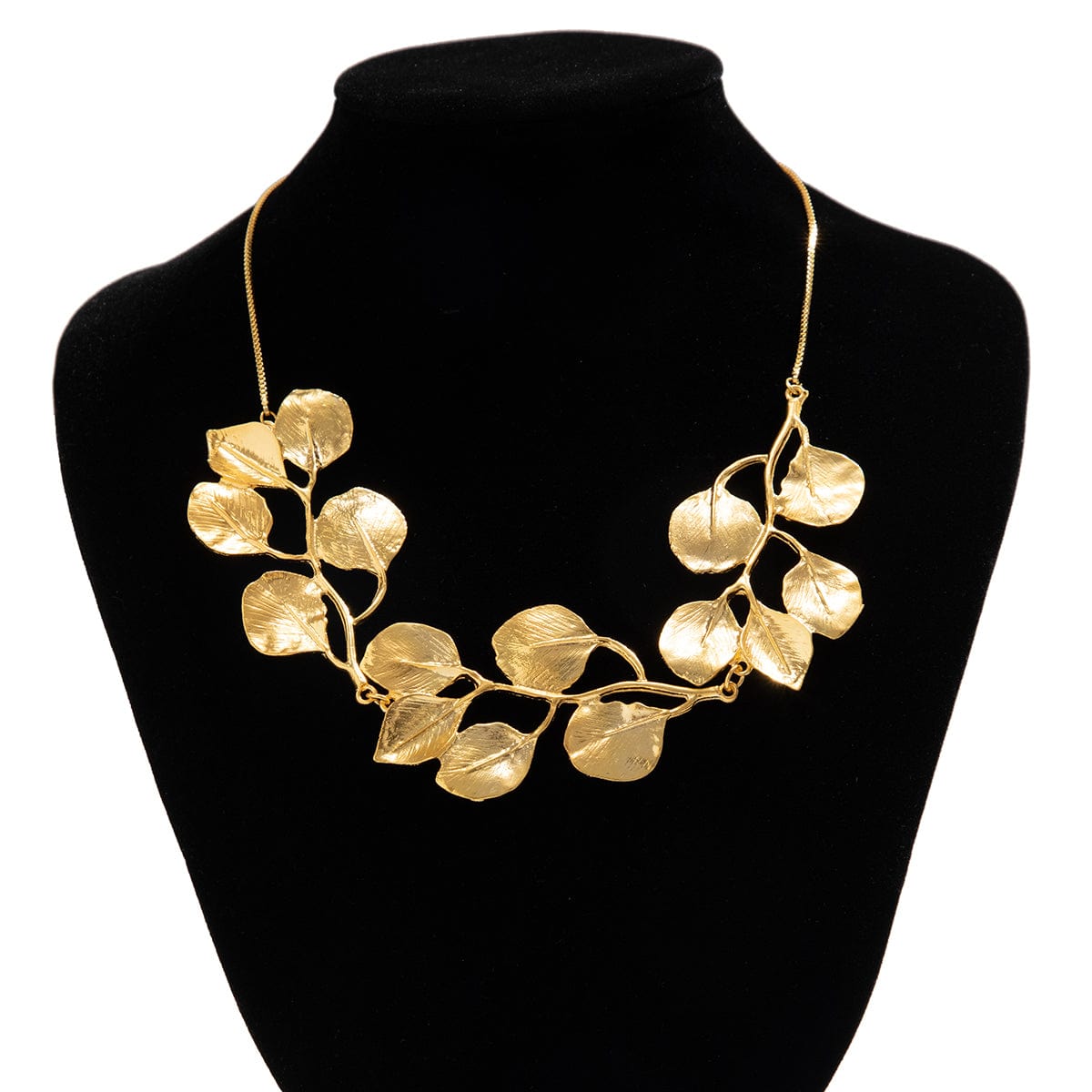 Geometric Chunky Gold Silver Plated Leaf Necklace Earrings Set