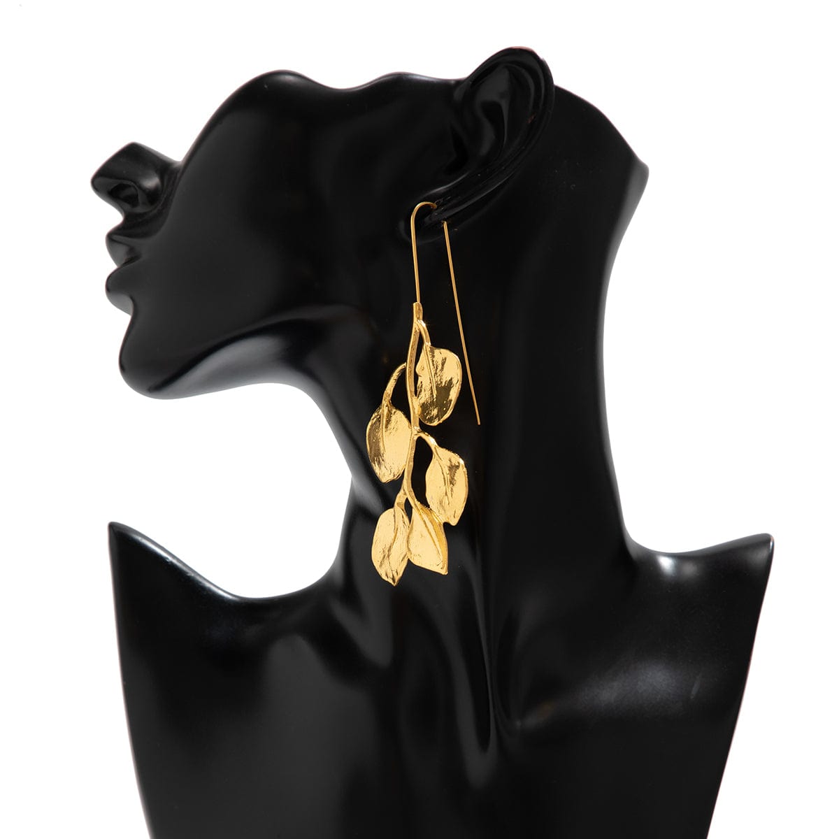 Geometric Chunky Gold Silver Plated Leaf Necklace Earrings Set