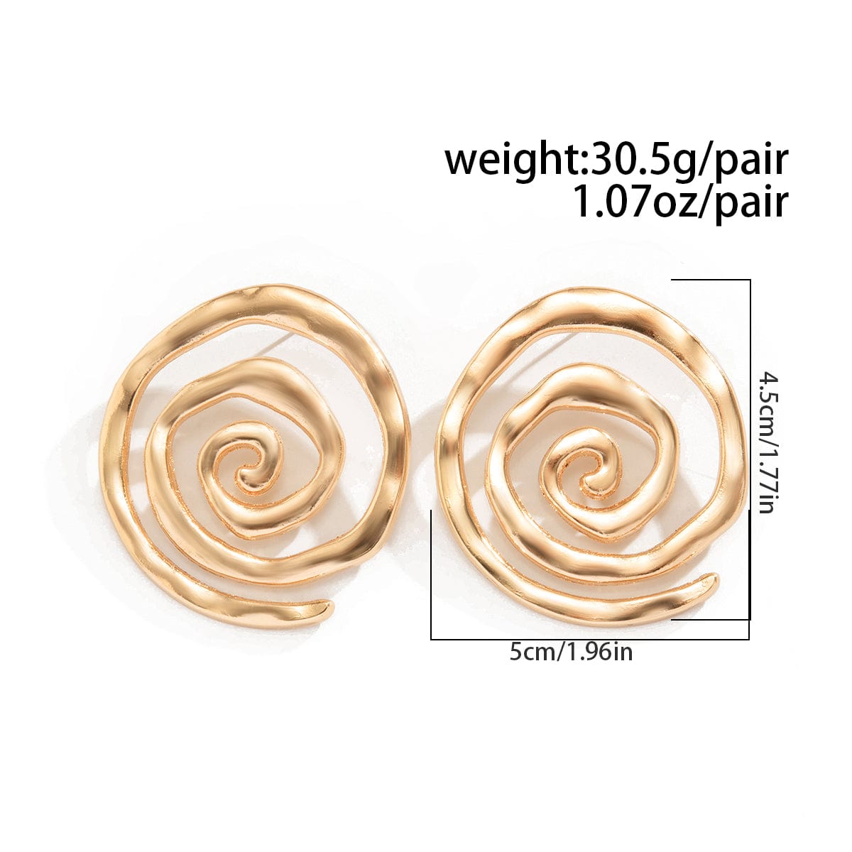 Geometric Chunky Gold Silver Plated Spiral Stud Earrings