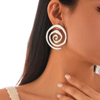 Thumbnail for Geometric Chunky Gold Silver Plated Spiral Stud Earrings