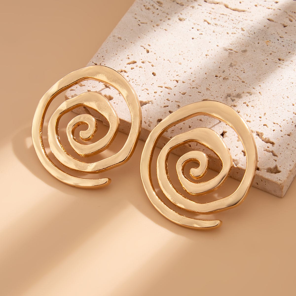 Geometric Chunky Gold Silver Plated Spiral Stud Earrings