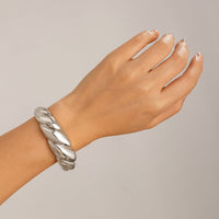 Thumbnail for Geometric Chunky Gold Silver Plated Water Ripple Bangle Bracelet - ArtGalleryZen