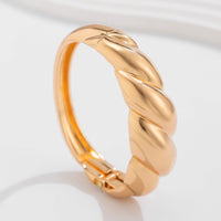 Thumbnail for Geometric Chunky Gold Silver Plated Water Ripple Bangle Bracelet - ArtGalleryZen