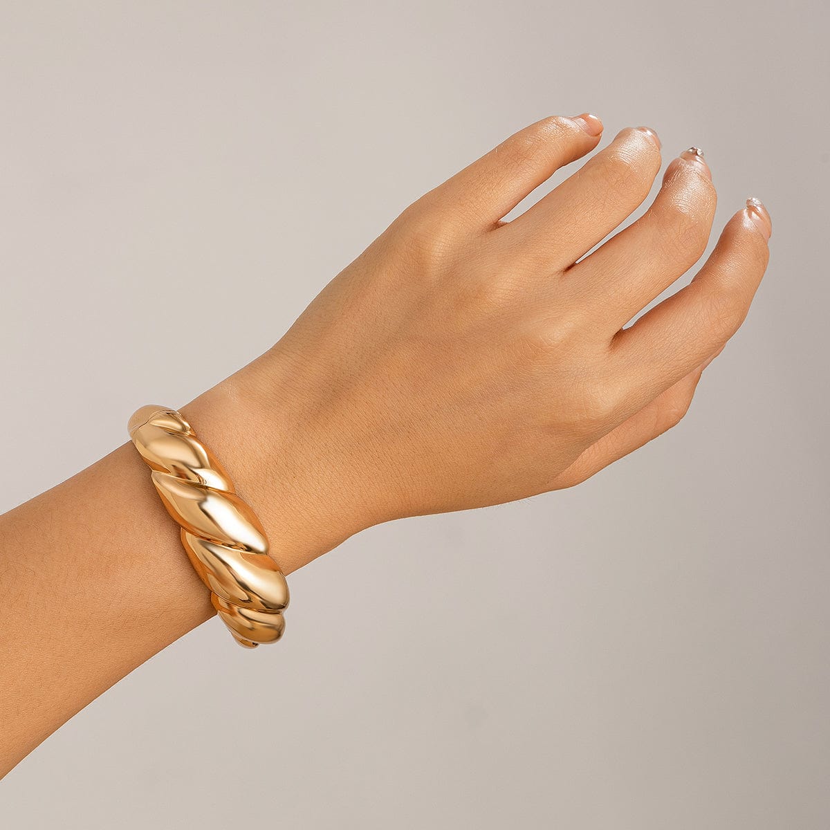 Geometric Chunky Gold Silver Plated Water Ripple Bangle Bracelet