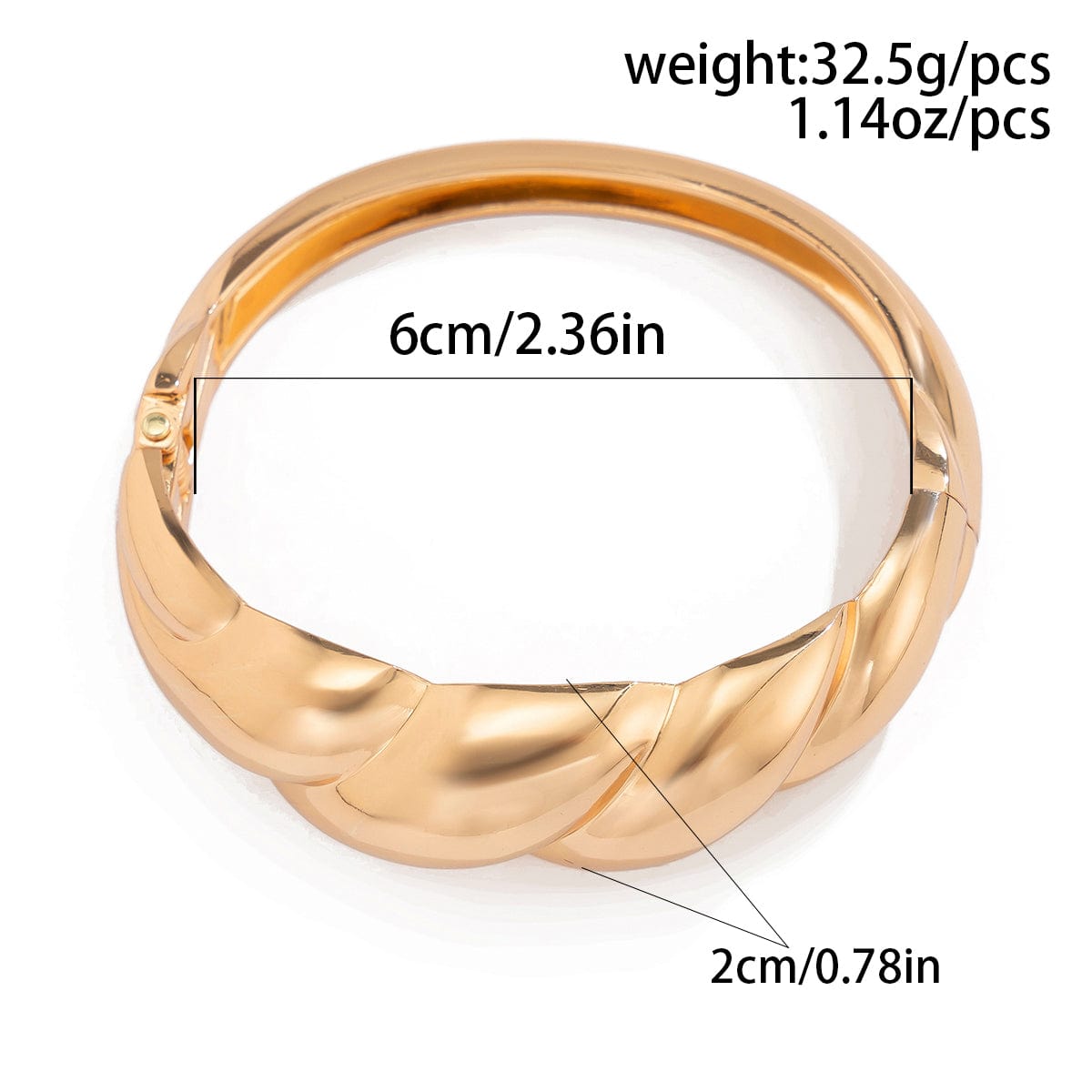 Geometric Chunky Gold Silver Plated Water Ripple Bangle Bracelet