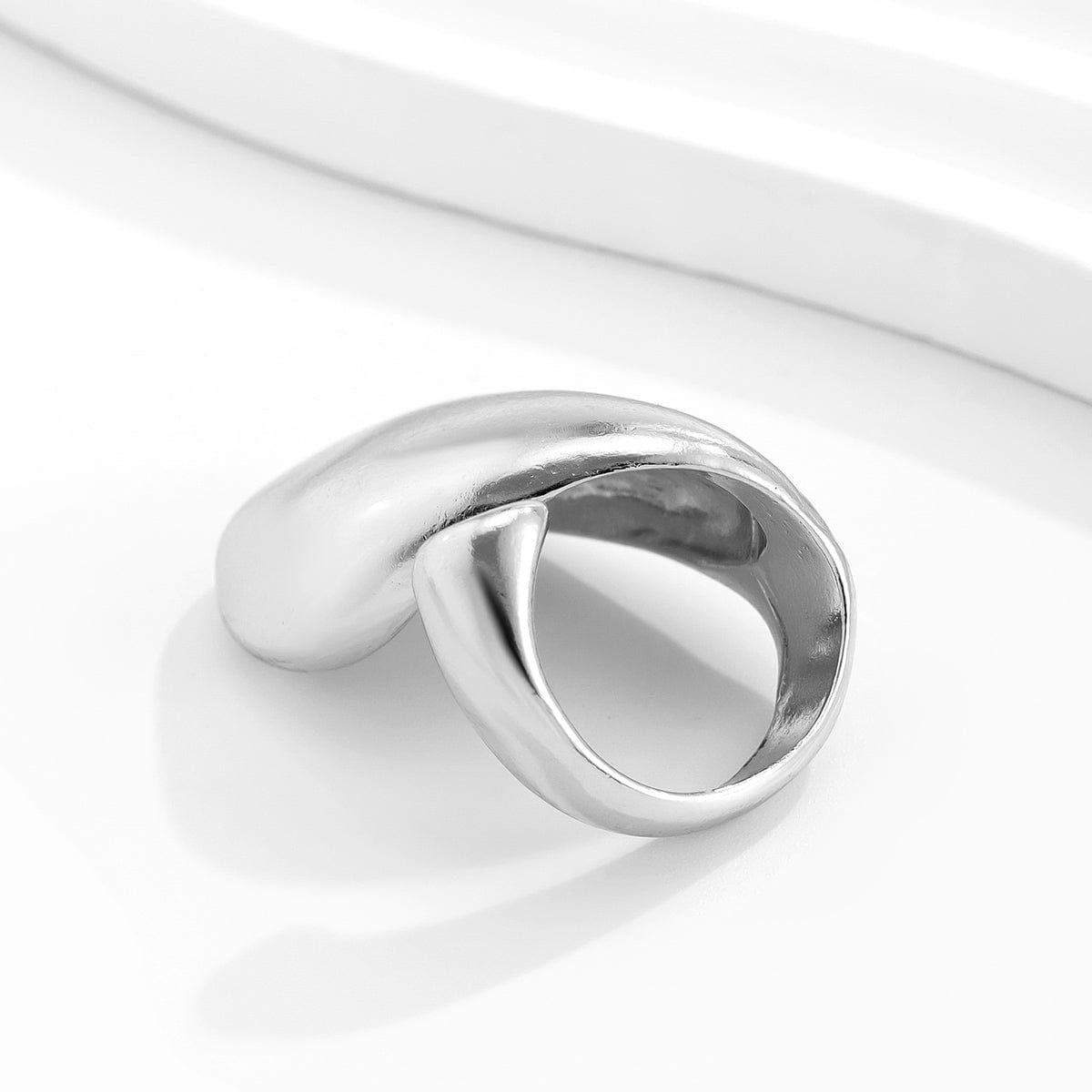 Geometric Chunky Gold Silver Plated Waterdrop Open Ring - ArtGalleryZen