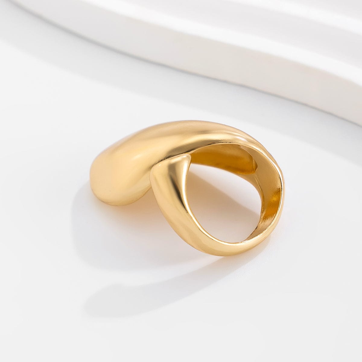 Geometric Chunky Gold Silver Plated Waterdrop Open Ring - ArtGalleryZen