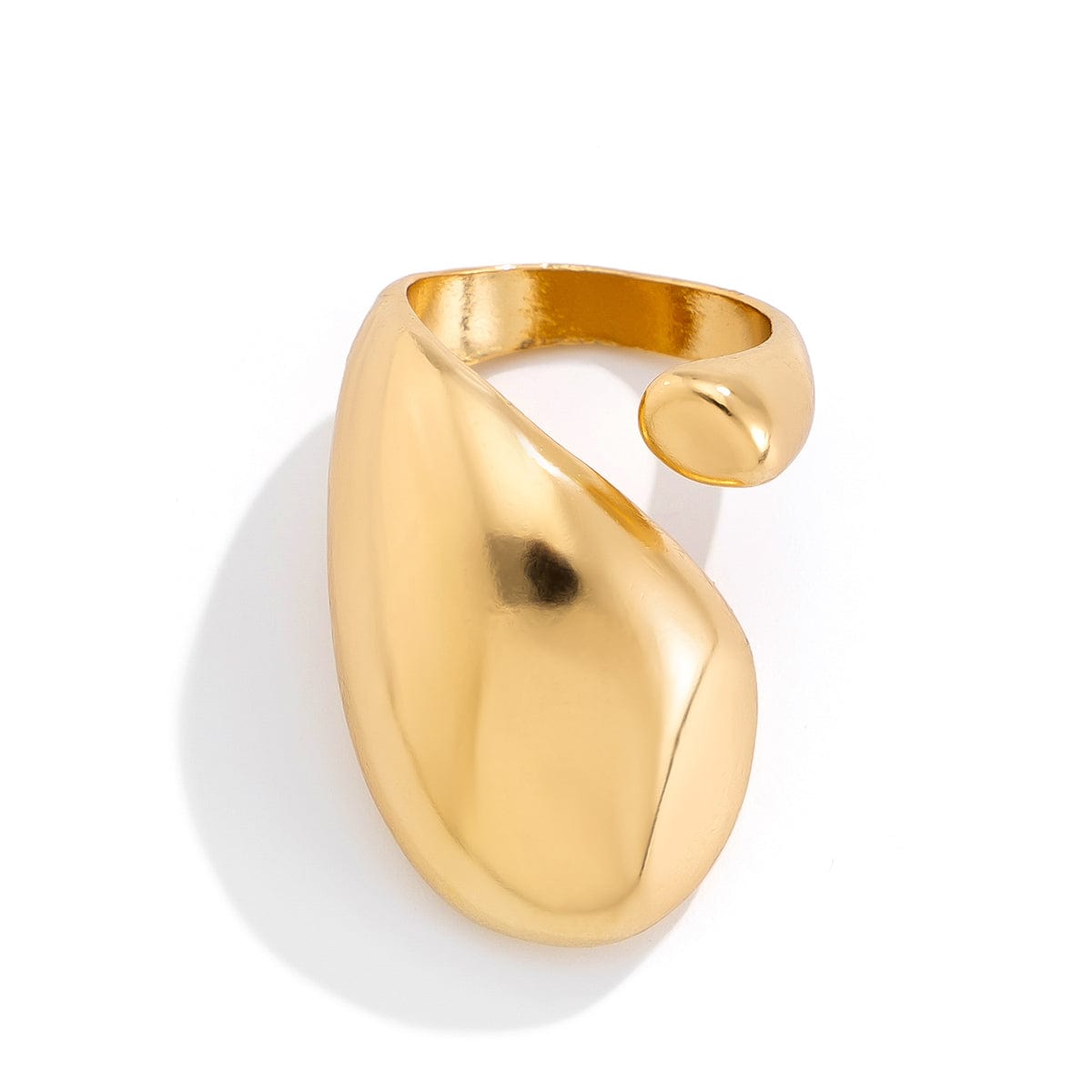 Geometric Chunky Gold Silver Plated Waterdrop Open Ring