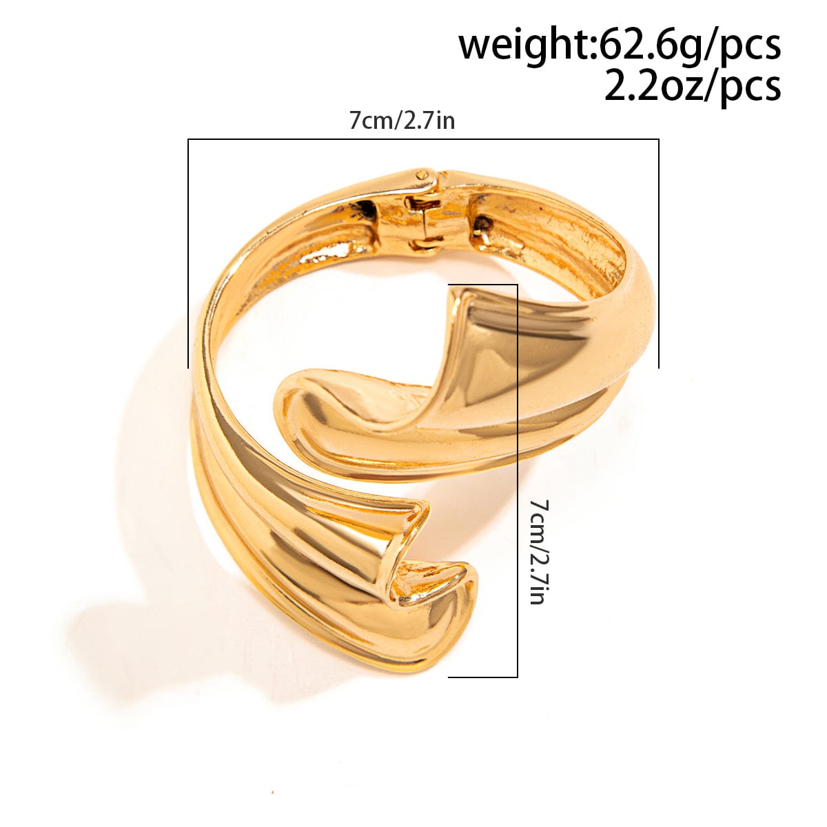 Geometric Chunky Gold Silver Plated Wave Bangle Bracelet