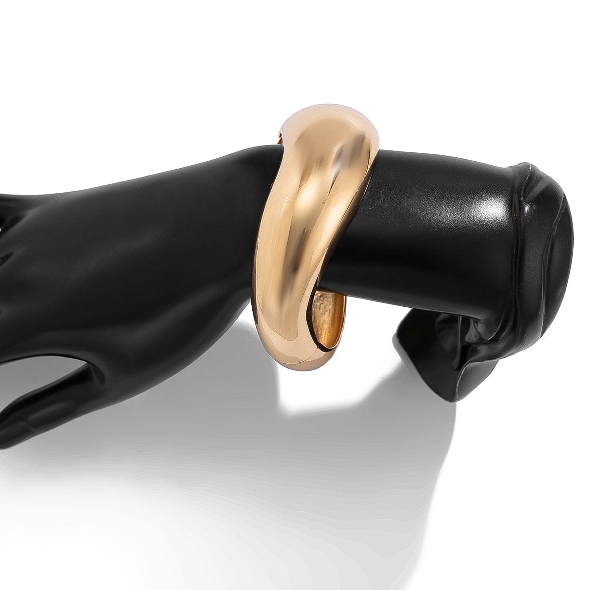 Geometric Chunky Gold Silver Tone Curved Wide Cuff Bangle Bracelet - ArtGalleryZen