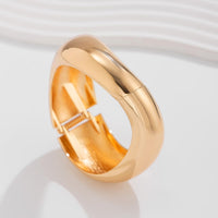 Thumbnail for Geometric Chunky Gold Silver Tone Curved Wide Cuff Bangle Bracelet - ArtGalleryZen